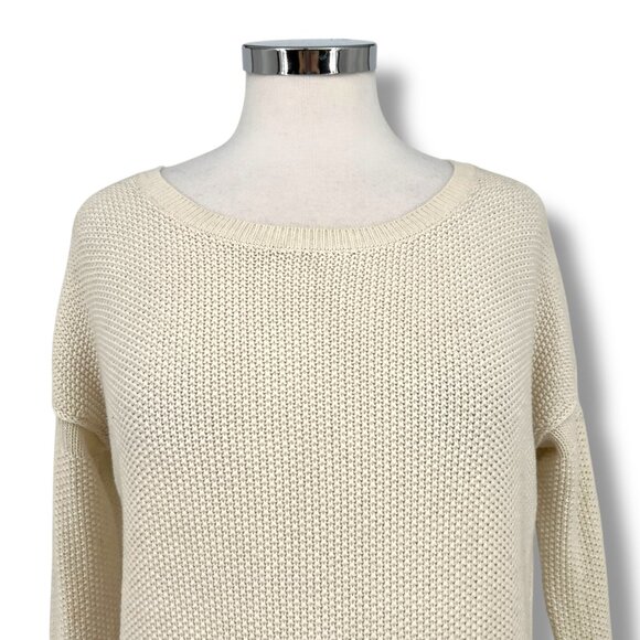 Vince Cream Lattice Knit Sweater Long Sleeve Casual Pullover Size XS - Picture 2 of 9